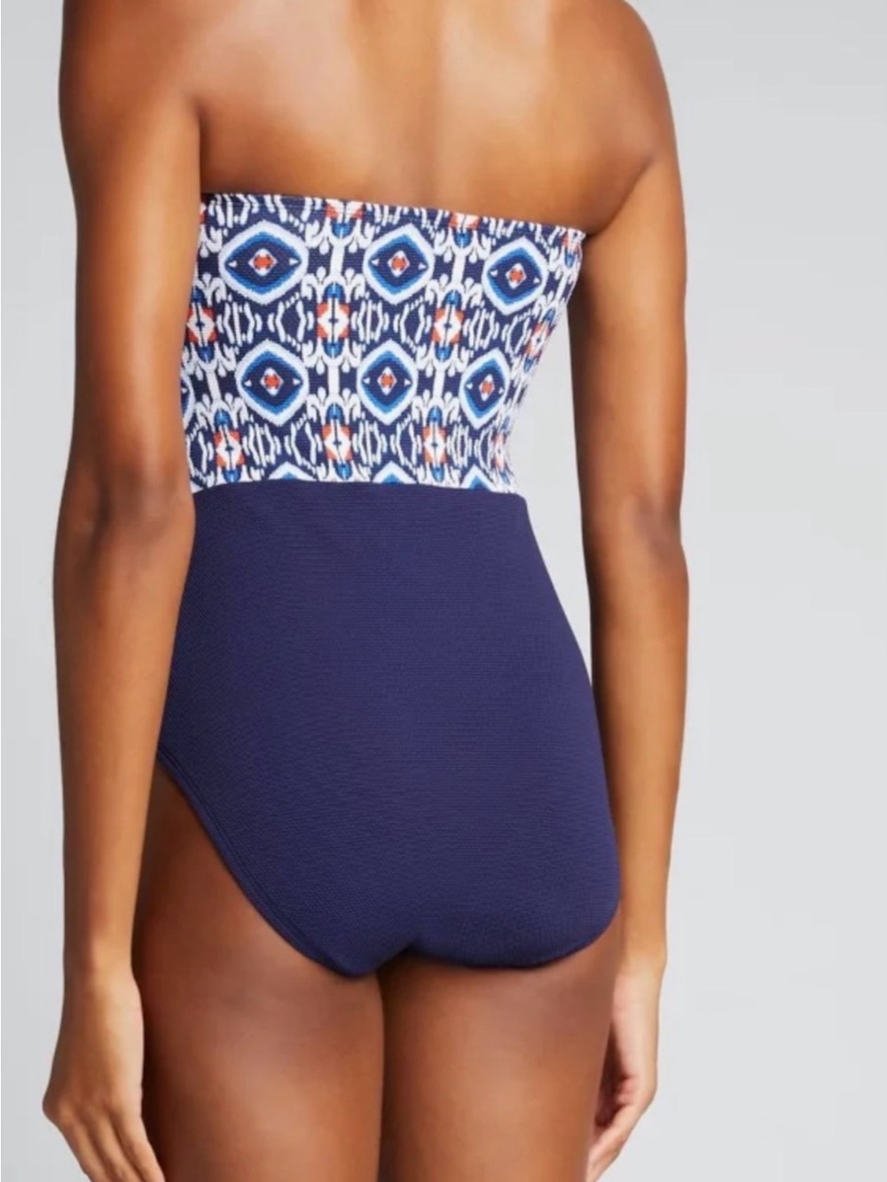 Tommy Bahama Navy Blue Strapless One-Piece with Ikat Print, Large - Picture 8 of 12